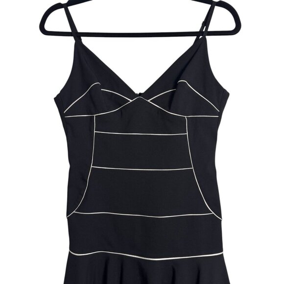 Flavio Castellani Black Fit & Flare Dress with White Piping, Size 42 - Picture 2 of 7